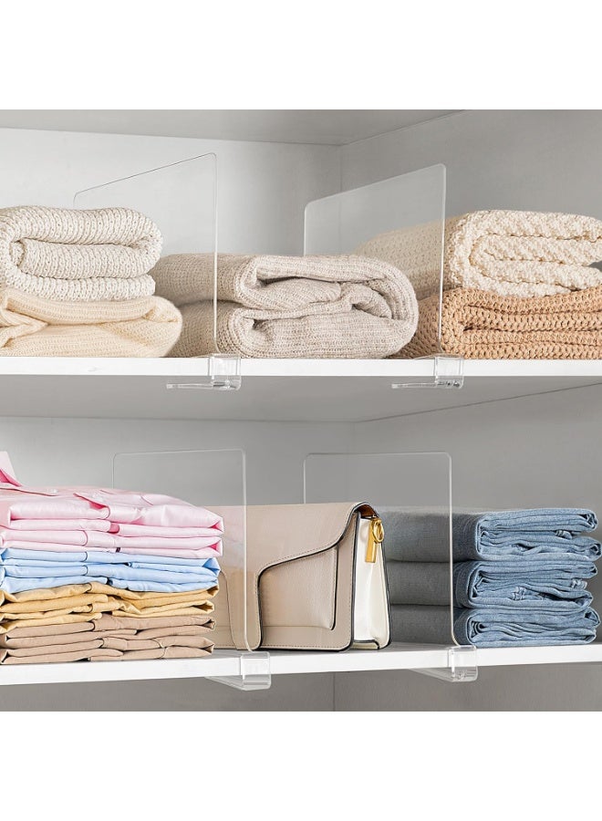 كيتشينو فواصل رفوف شفافة، منظم محفظة عمودي للخزانة مثالي للسترات والقمصان وحقائب اليد في غرفة النوم والمطبخ، رف كتب اكريليك قابل للتعديل للتنظيم من 5 قطع - Image 2